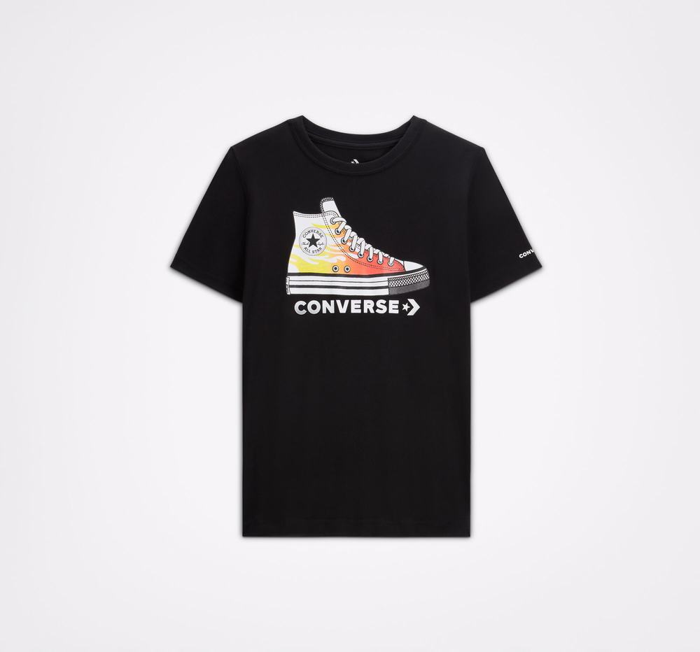 Camiseta Converse Printed Sneaker Criança Pretas 492073ICJ